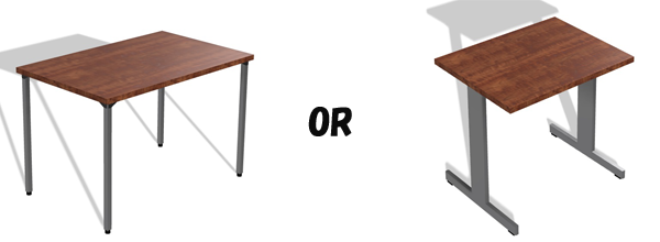 テーブルの2本脚か4本脚かの選択イメージ